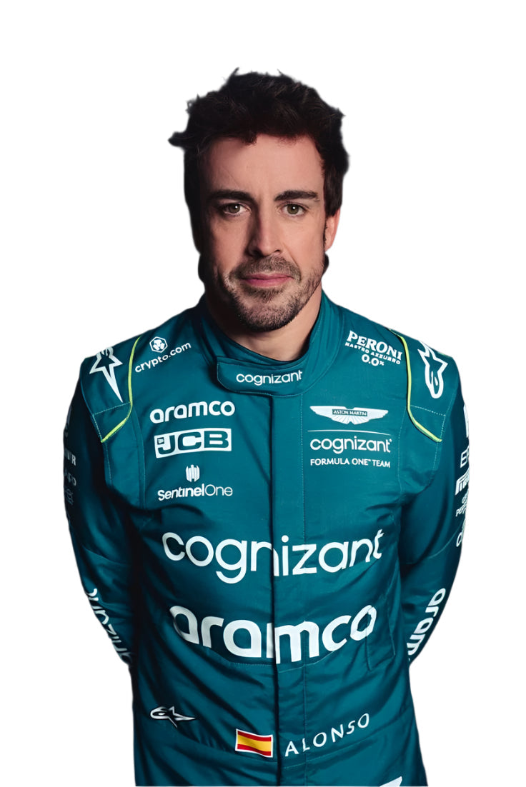 2023 Fernando Alonso Aston Martin F1‑Style Printed Race Suit