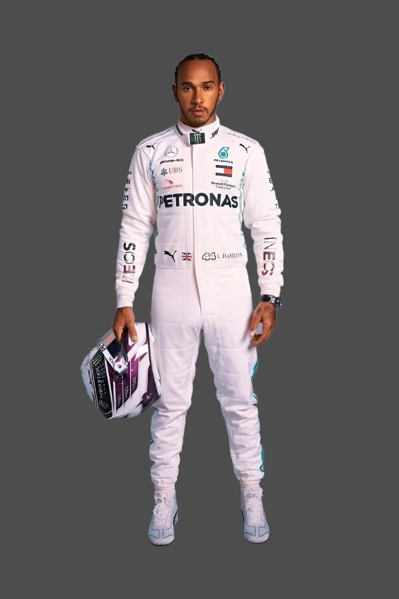 Lewis Hamilton 2020 White Go-Kart Racing Suit | Mercedes-AMG Petronas F1 Suit